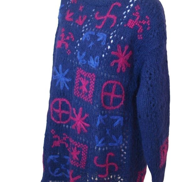 Internationale‎ Handknitted Sweater Dress Blue L - Picture 3 of 9